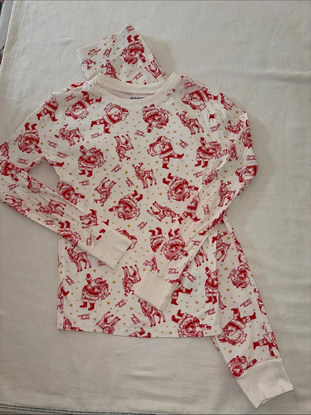 Old Navy Santa Long John pajamas Christmas PJs kids XL 12